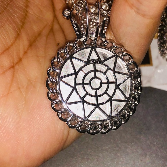 Real diamond tennis chain with custom made stunning 2 way memory charm pendant - Picture 6 of 10